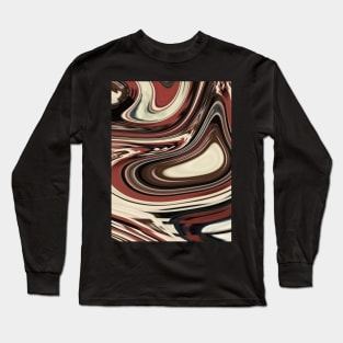 1980s retro mid century autumn colors burgundy brown swirl Long Sleeve T-Shirt